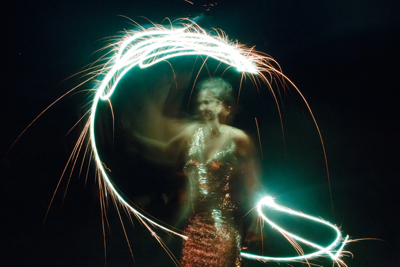 Long Exposure of a Bride with a Sparkler